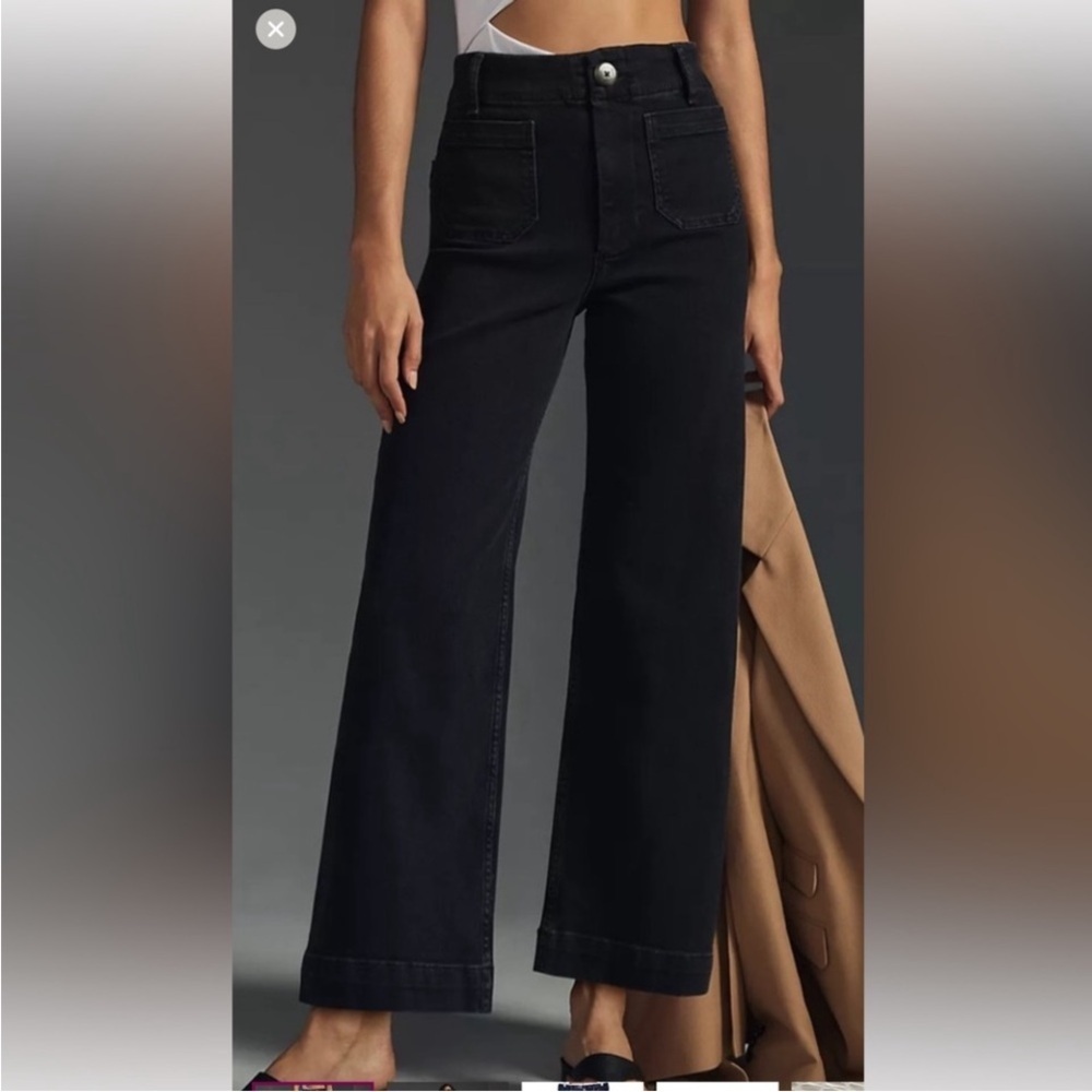 Anthropologie Pilcro The Skipper High Rise Cropped Vintage Black Denim Jeans - Picture 2 of 16